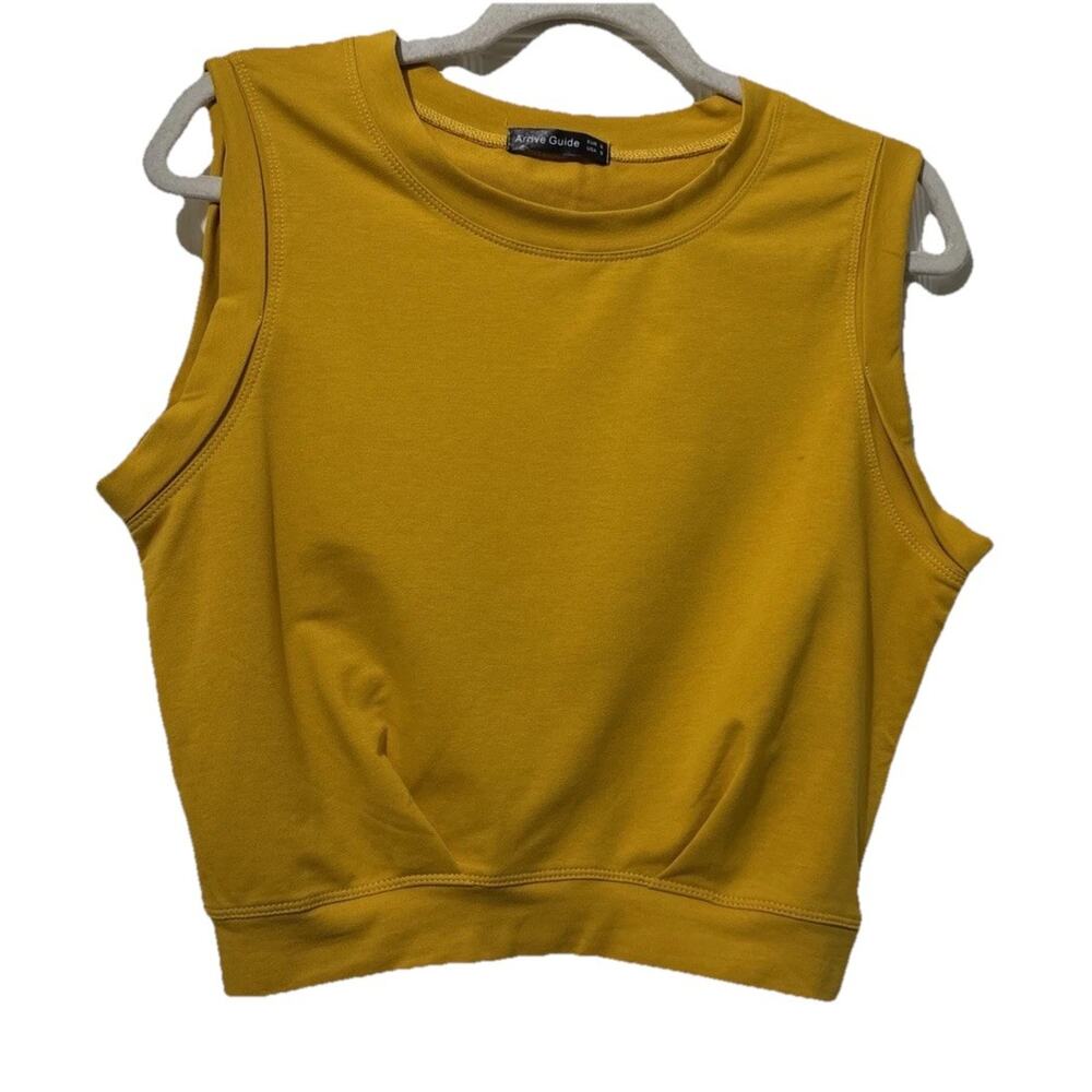 Arrive Guide Crop Top Size Small Mustard Yellow Athletic Sleeveless Athletic